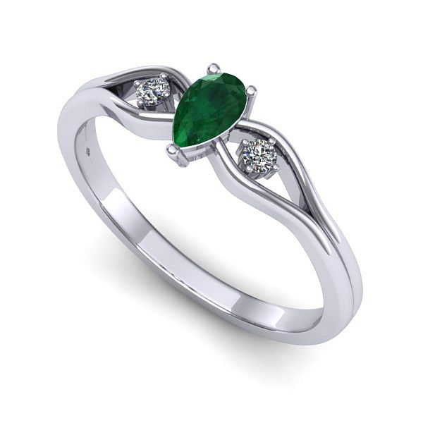 Inel din aur alb cu smarald