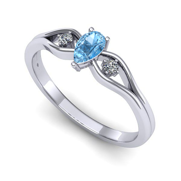 Inel din aur alb cu topaz blue