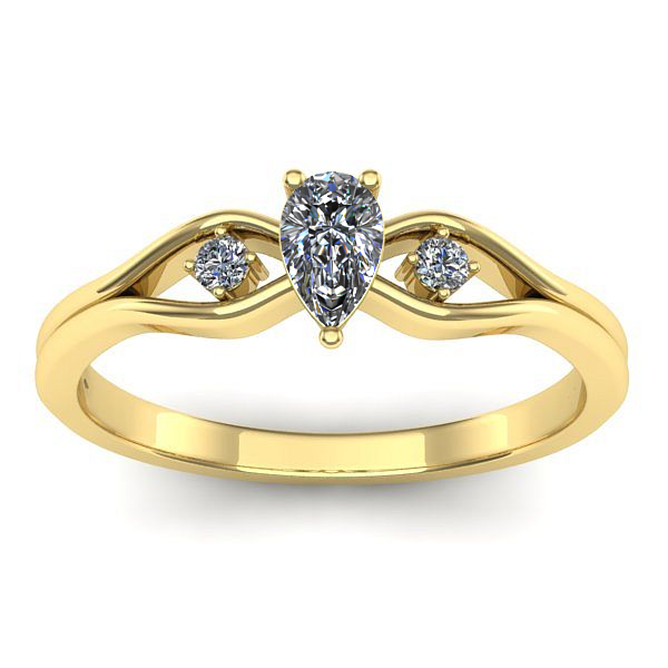 Inel de logodna cu diamant natural pear