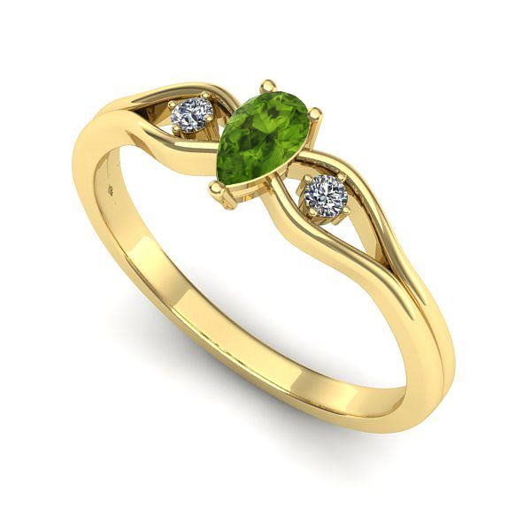Inel logodna din aur galben cu peridot
