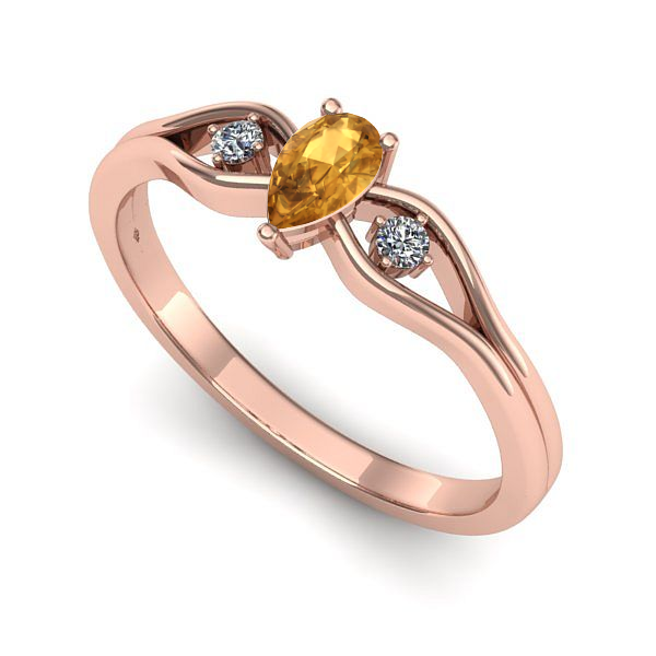 Inel din aur roz cu citrin