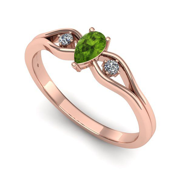 Inel de logodna din aur roz cu peridot