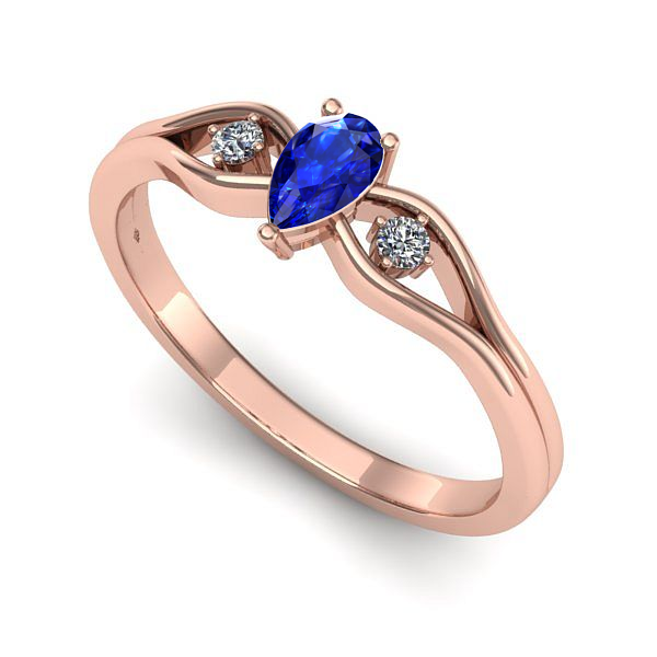 Inel logodna din aur roz cu safir