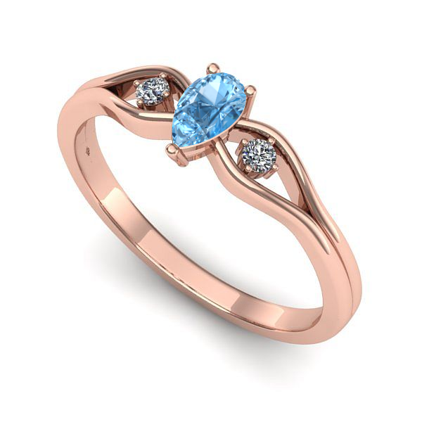 Inel de logodna din aur roz cu topaz blue