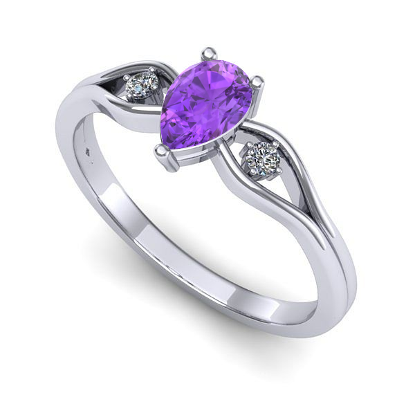 Inel de logodna din aur alb cu ametist