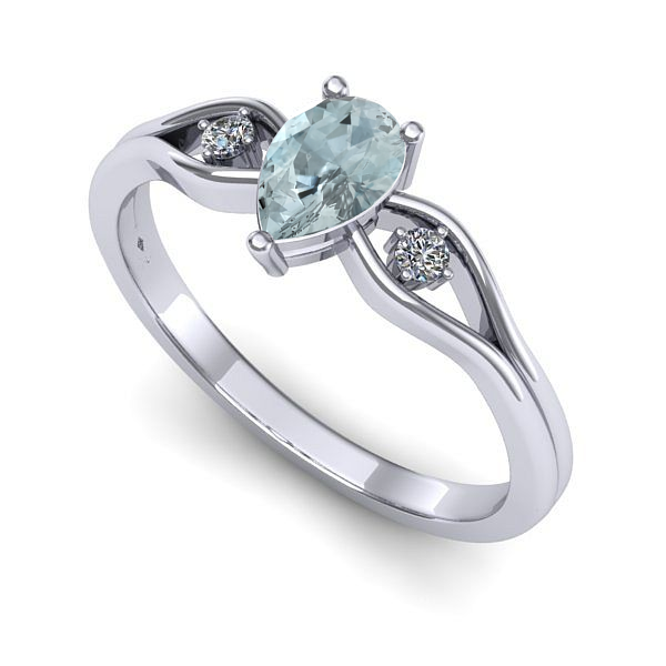 Inel din aur alb cu aquamarin