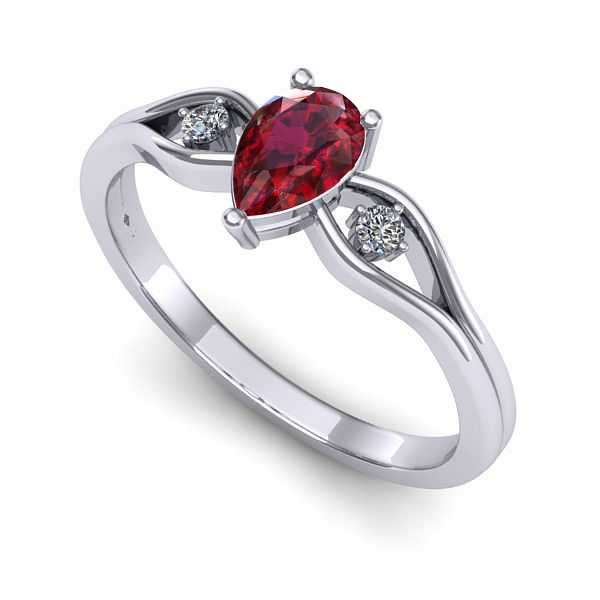 Inel de logodna din aur alb cu rubin