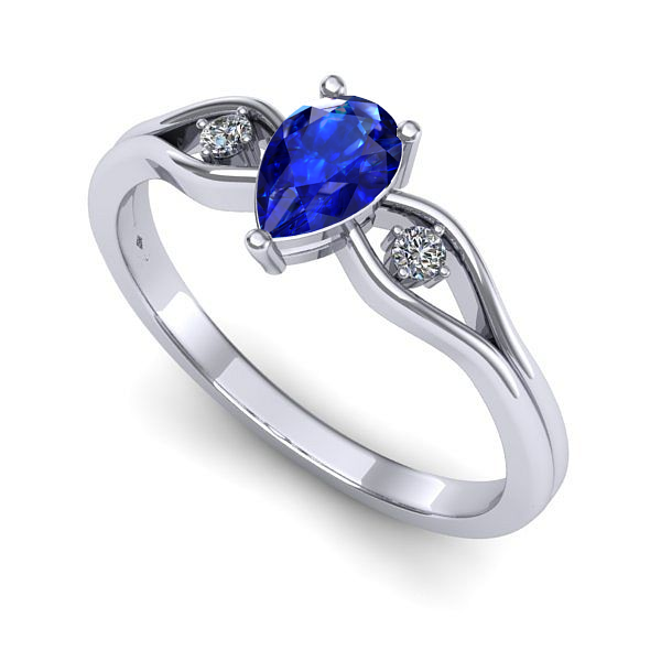 Inel din aur alb cu safir