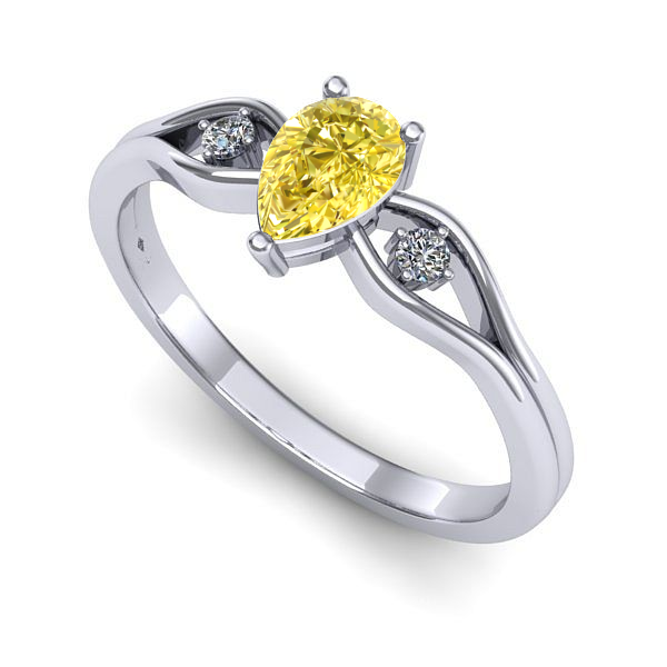 Inel logodna din aur alb cu safir galben