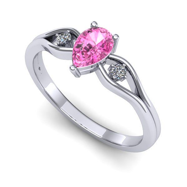 Inel de logodna din aur alb cu safir roz