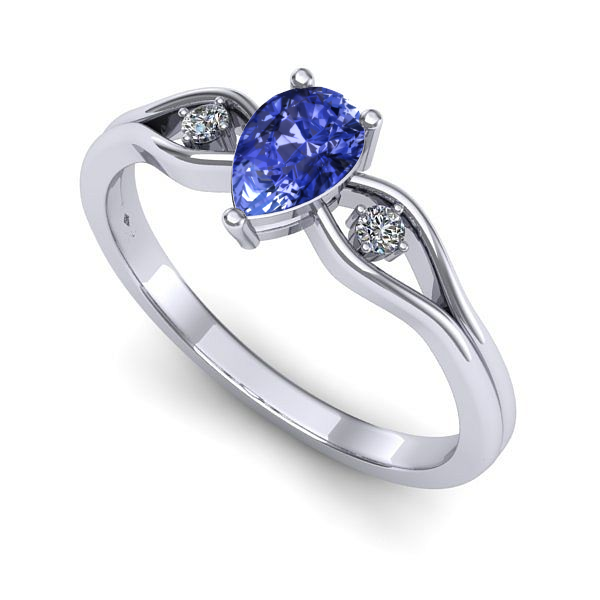 Inel de logodna din aur alb cu tanzanit