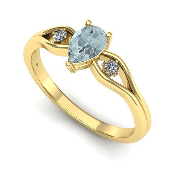 Inel din aur galben cu aquamarin