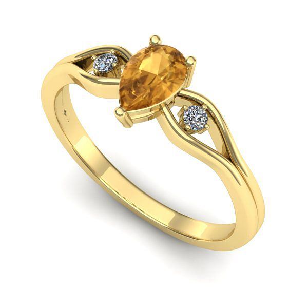 Inel de logodna din aur galben cu citrin
