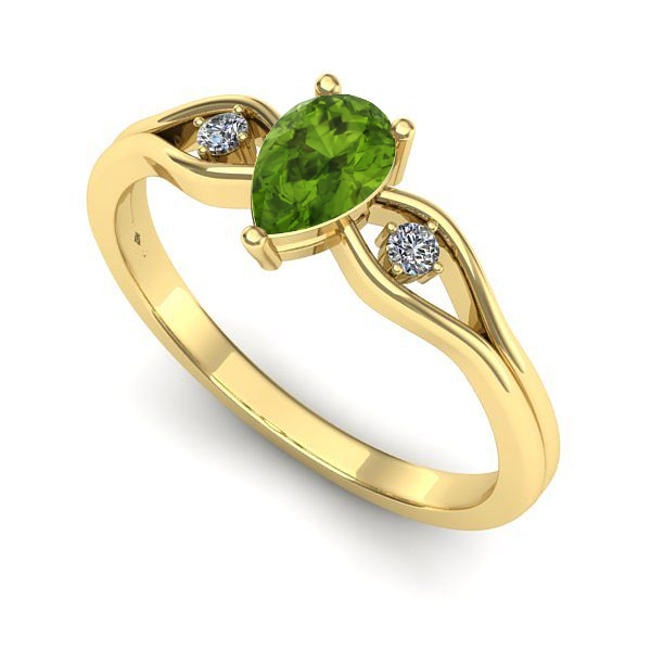 Inel de logodna din aur galben cu peridot