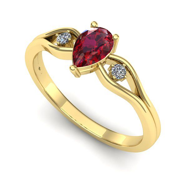 Inel de logodna din aur galben cu rubin