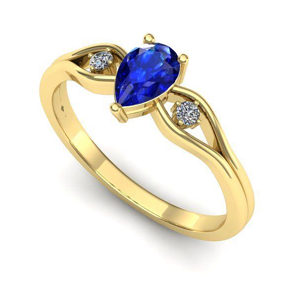 Inel din aur galben cu safir