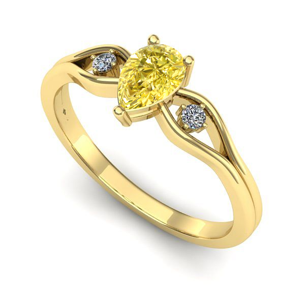 Inel logodna din aur galben cu safir galben