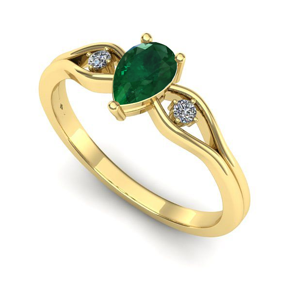 Inel din aur galben cu smarald