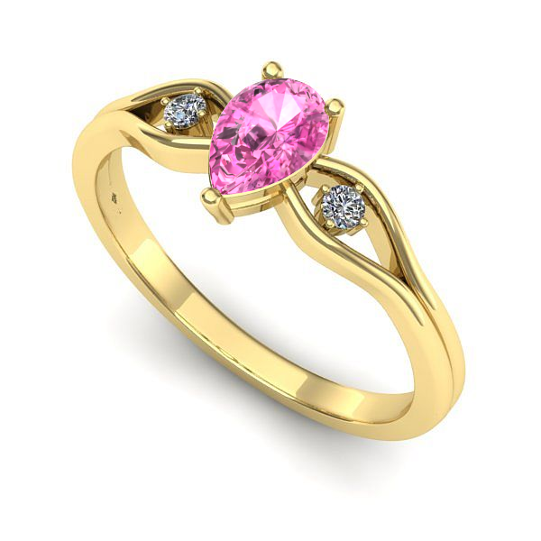 Inel din aur galben cu safir roz