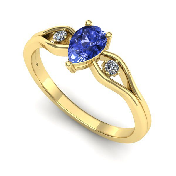 Inel logodna din aur galben cu tanzanit