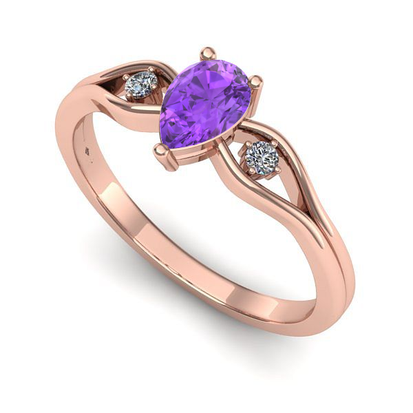 Inel din aur roz cu ametist