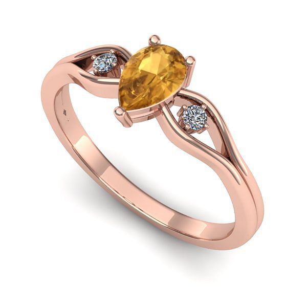 Inel de logodna din aur roz cu citrin