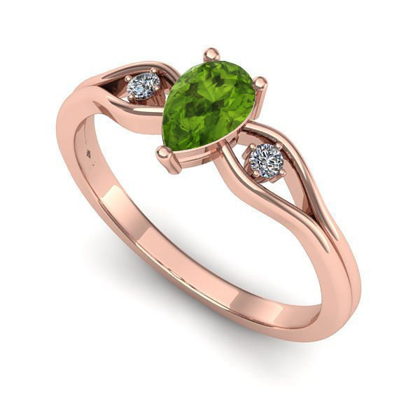 Inel logodna din aur roz cu peridot