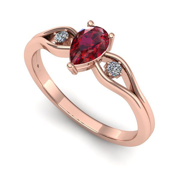 Inel logodna din aur roz cu rubin