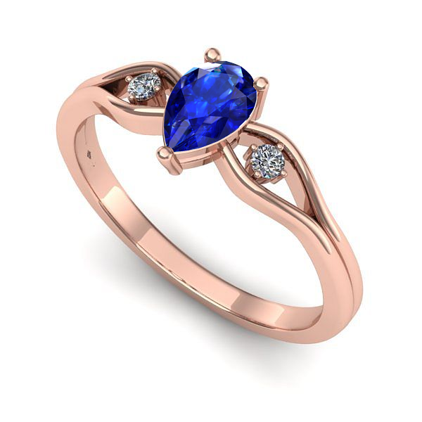 Inel din aur roz cu safir