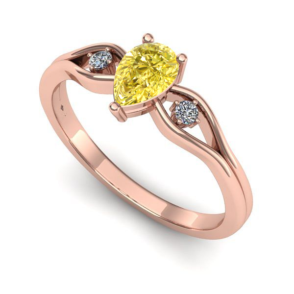 Inel din aur roz cu safir galben