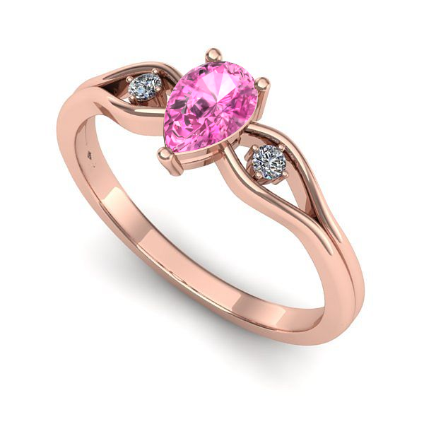Inel din aur roz cu safir roz