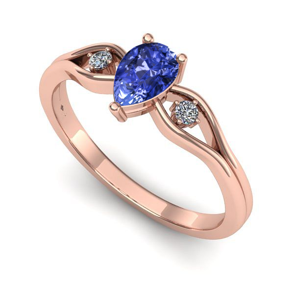 Inel de logodna din aur roz cu tanzanit
