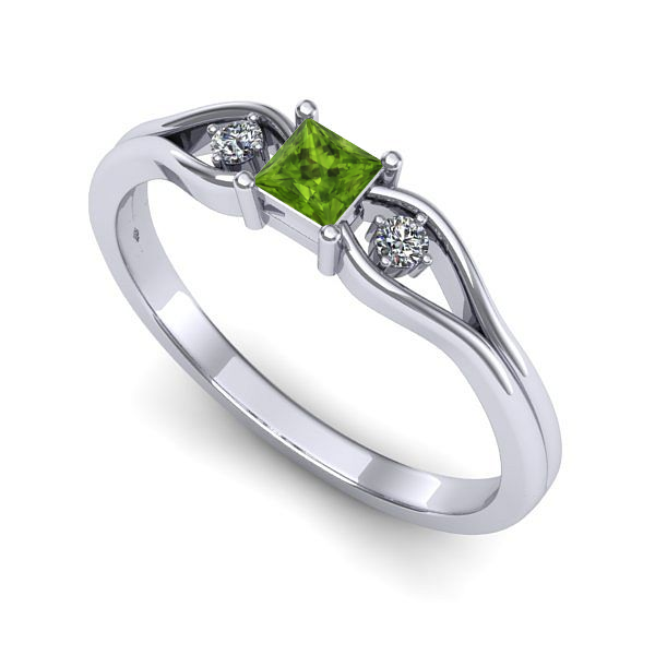 Inel din aur alb cu peridot
