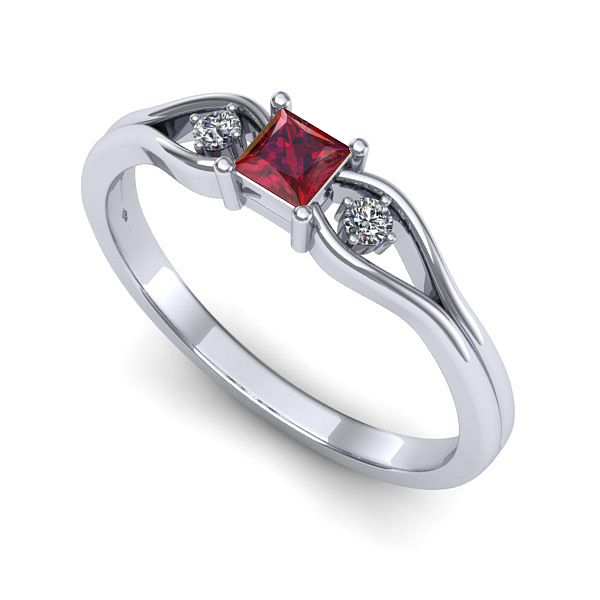 Inel de logodna din aur alb cu rubin