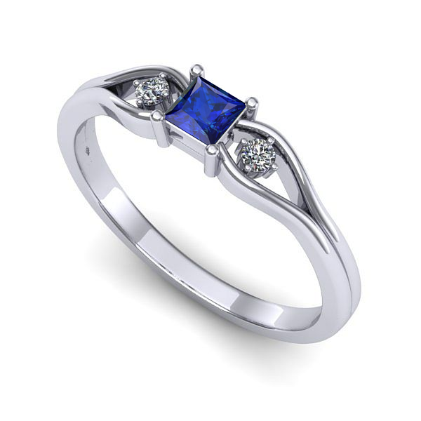 Inel logodna din aur alb cu safir