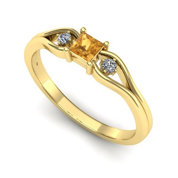 Inel de logodna din aur galben cu citrin