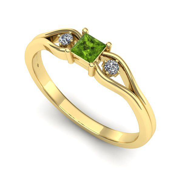 Inel de logodna din aur galben cu peridot