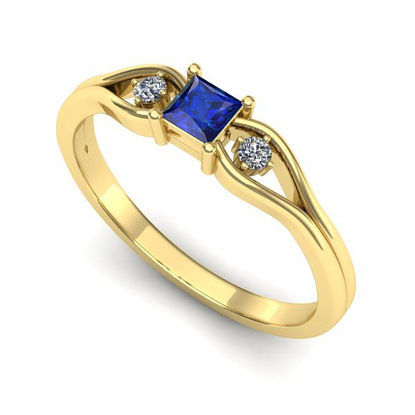 Inel de logodna din aur galben cu safir