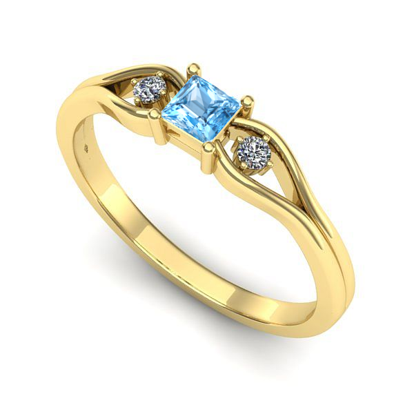 Inel din aur galben cu topaz blue