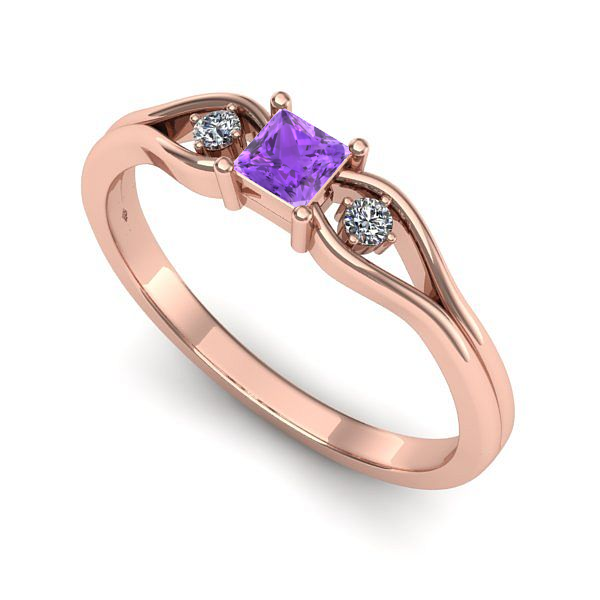 Inel din aur roz cu ametist