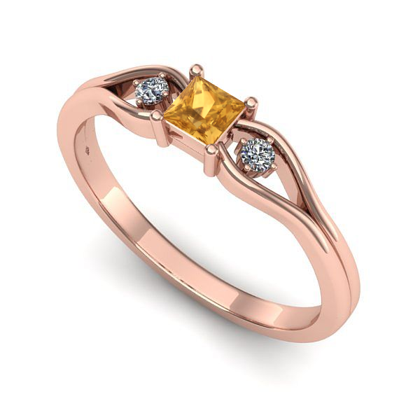 Inel de logodna din aur roz cu citrin