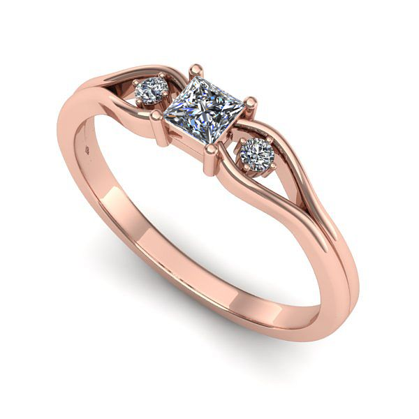 Inel din aur roz cu diamant