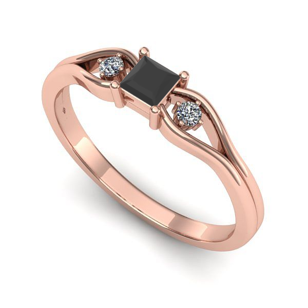 Inel logodna din aur roz cu diamant negru