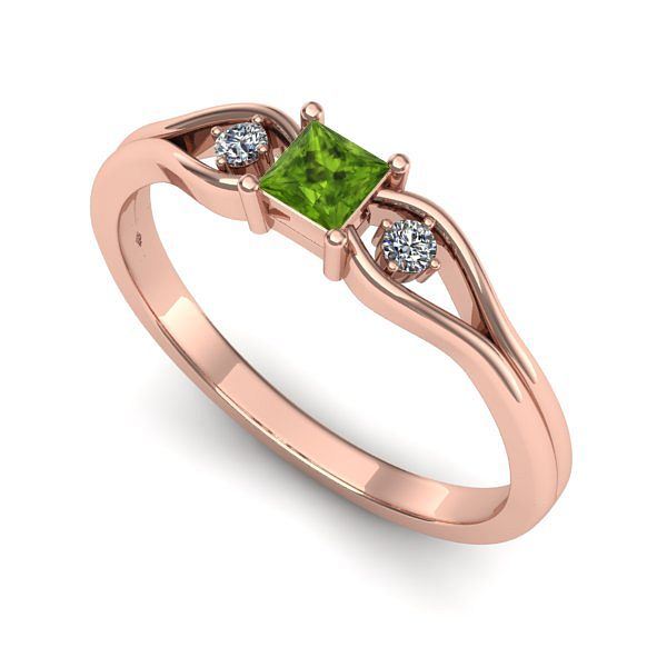 Inel din aur roz cu peridot