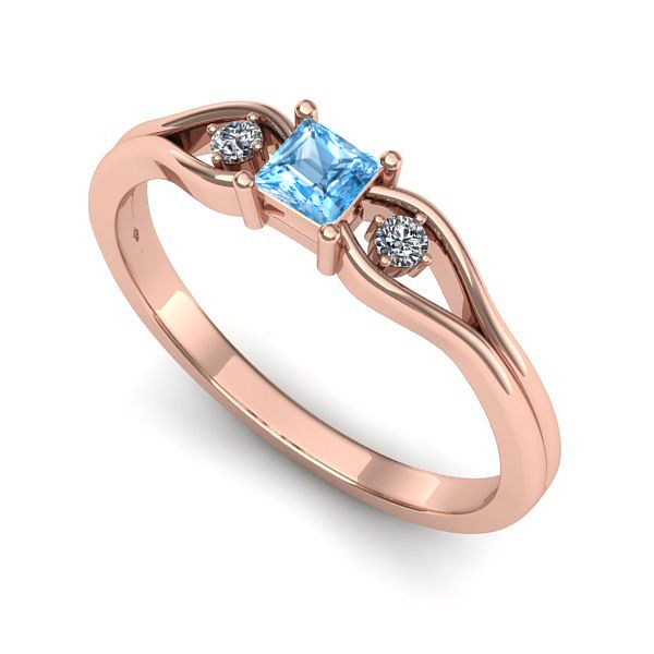 Inel din aur roz cu topaz blue