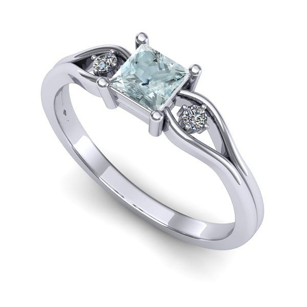Inel de logodna din aur alb cu aquamarin