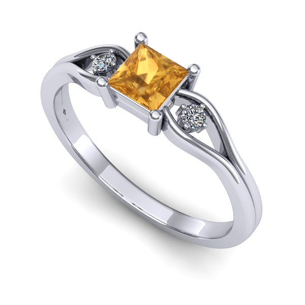 Inel de logodna din aur alb cu citrin