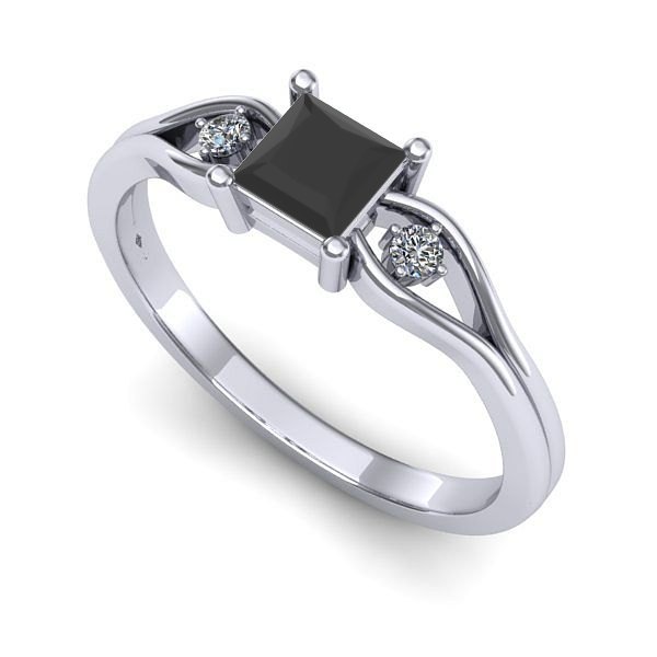 Inel din aur alb cu diamant negru