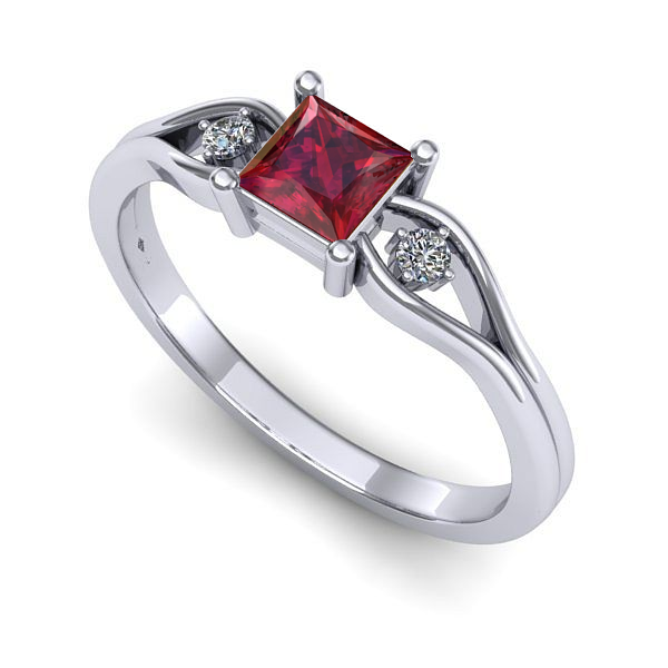 Inel de logodna din aur alb cu rubin