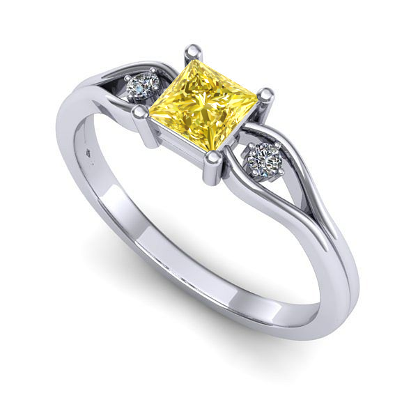 Inel din aur alb cu safir galben